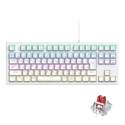 iClever ゲーミングキーボード テンキーレス 赤軸 メカニカル キーボード 日本語配列 マクロ対応 G06 ホワイト