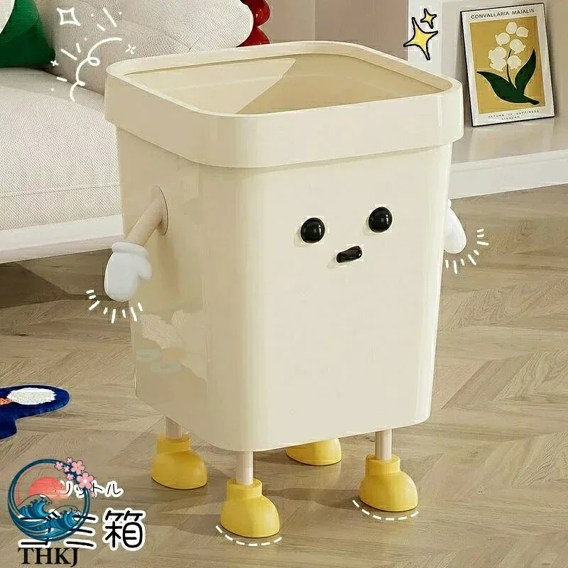 【全品2点で5%OFF】カジュアル 掃除道具 可愛い オフホワイト キュート スクエア 四角形 ダストシュート キャラクター風 ポップ ゴミ箱 長方形 ロボット風 掃除用品 ダストボックス 16 リットル 整理用品 おしゃれ