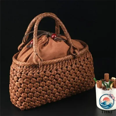 【全品2点で5%OFF】山葡萄 籠バッグ 巾着 六角花編み 山ぶどう 女性用 かご 和装 夏 浴衣 着物 レディース 山ぶどう プレゼント 山葡萄バッグ 山葡萄バッグ