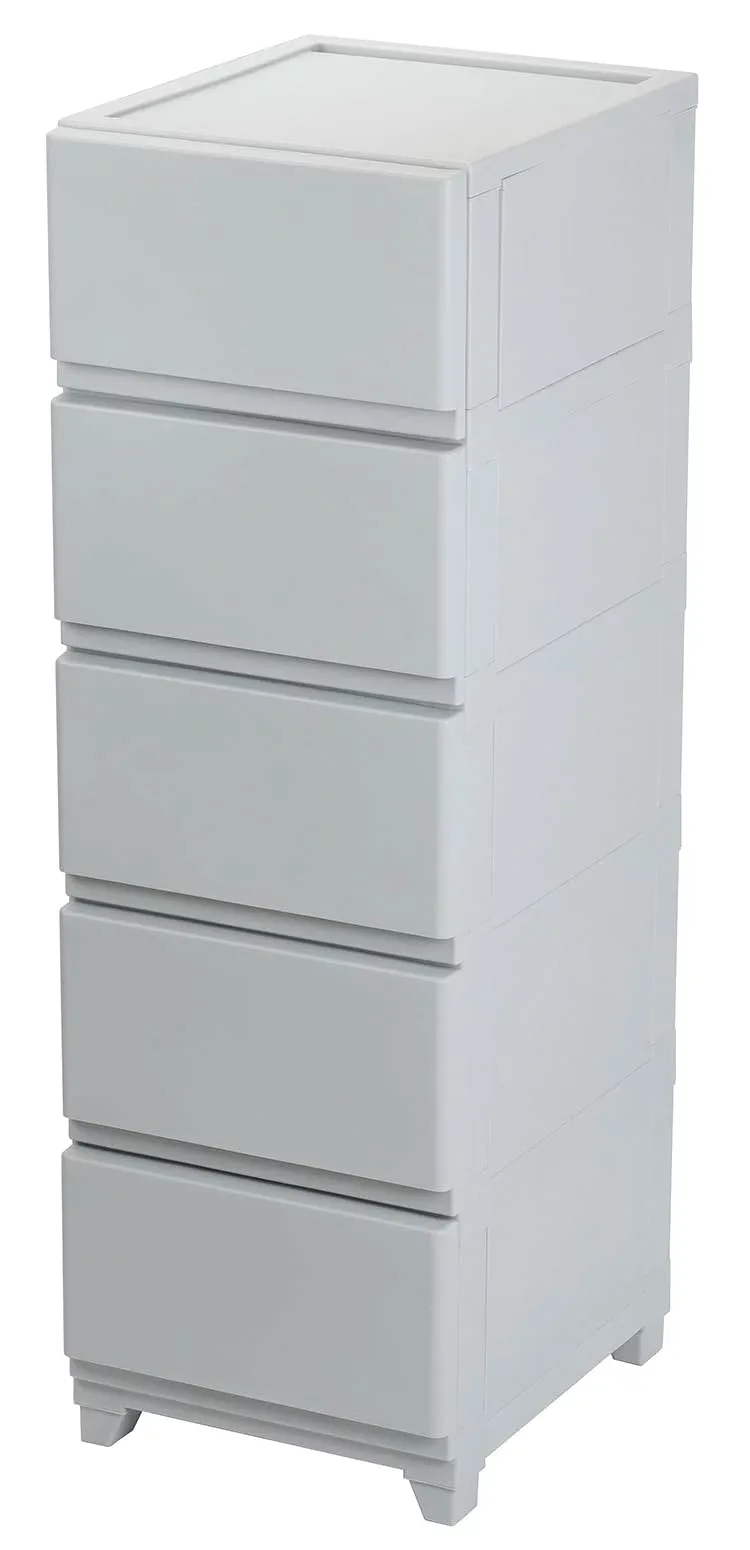 Storage Chest, 5 Tiers, Drawers, Width 34cm, Plastic Clothing Storage, Drawer, Closet, Clothes Case, Storage Box, Organizing Shelf, Simple, Gray
