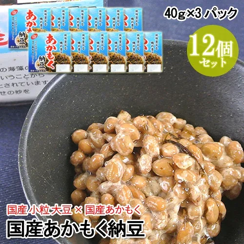 ねばシャキ新食感 国産あかもく納豆(40g×3) 12個セット 小粒大豆 二豊フーズ【送料込】
