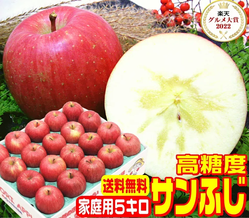 ★超早割中!グルメ大賞7度受賞 高糖度サンふじ家庭用 5キロ常温便送料無料【11月下旬より順次発送】産地直送当店一番人気品種 おいしい 旬の恵み りんご Proもぎたて Apple 甘い 青森県産 ふじ フルーツ 17訳あり 健康 コールドプレス スムージーにも