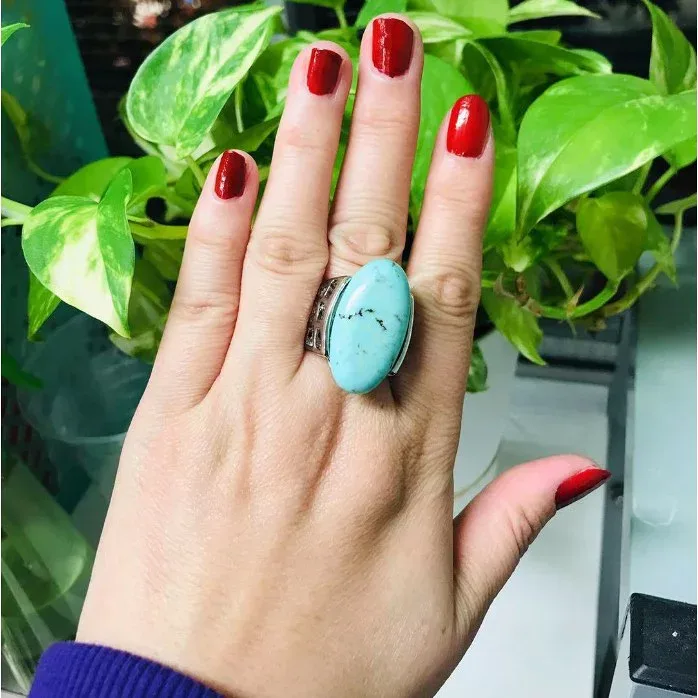 丸 石 ストーン ターコイズ パワーストーンアクセサリー 天然石指輪 リング アクセサリー ファッション LB-7