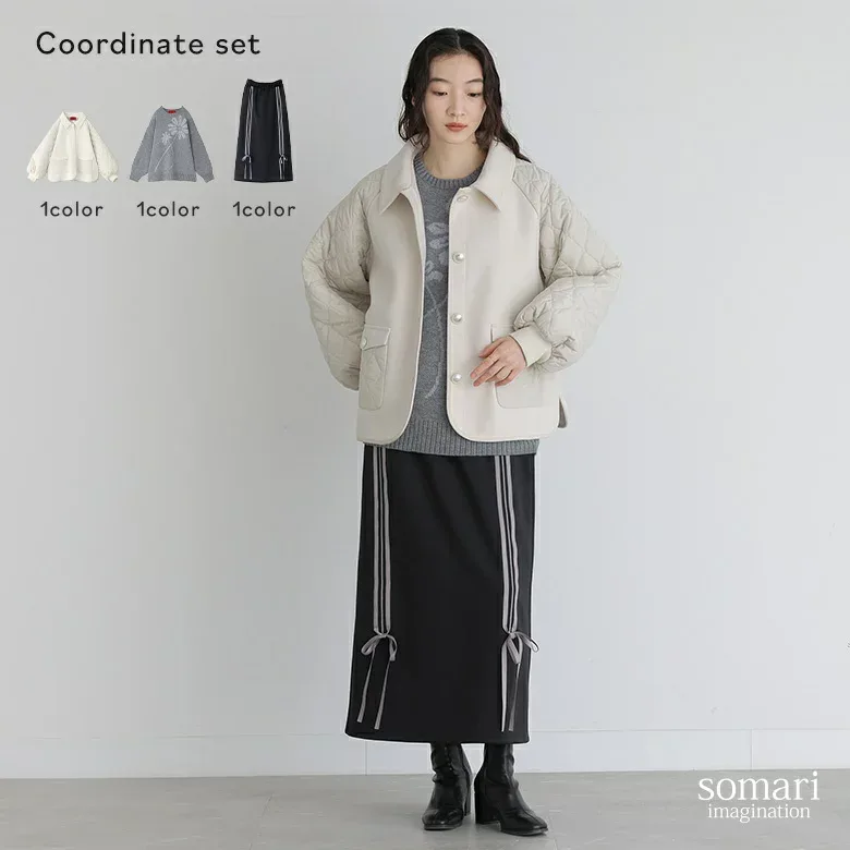 【クーポンで1000円OFF 10/20 23:59迄】3点コーデセット 2024 レディース ブルゾン ジャケット アウタートップス ニット キルティング スカート ボトムス ロング丈 ジャージ 秋 冬 オシャレウォーカー【メール便不可】【90】