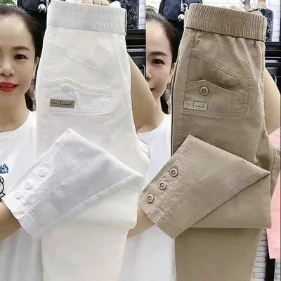 カジュアルパンツ レディース 綿麻 クロップドパンツ テーパードパンツ サルエルパンツ 九分丈 ボトムス ハイウエスト 伸縮性 体型カバー ゆったり 楽ちん 大きめサイズ 無地 通勤用 普段使い リラックスウェア 春秋 秋冬 ブラック ホワイト カーキ