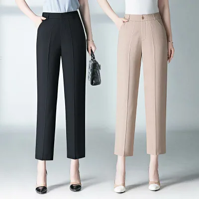 パンツ レディース 夏 接触冷感 リネン タックパンツ 涼しい スラックス 9分丈 テーパードパンツ ハロンパンツ クロップドパンツ ボトムス ハイウエスト 美脚 薄手 軽量 伸縮 動きやすい 通勤 通学 デイリー オフィスカジュアル 普段使い ブラック