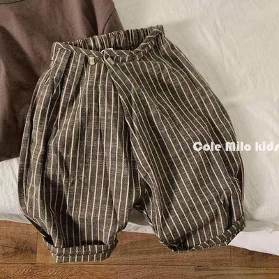 パンツ キッズ 男の子 女の子 子供服 ベビー ロングパンツ 9分丈 ハーフパンツ サルエルパンツ テーパードパンツ 綿麻 コットン リネン カジュアル ナチュラル レトロ チェック柄 春秋 ボトムス 通園 通学 普段使い 部屋着 ウエストゴム 履きやす
