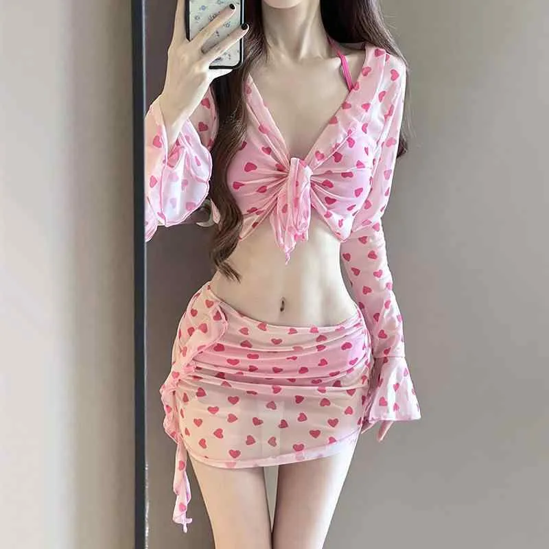 水着 レディース ビキニ 四点セット 分体 セパレート スカート チュニック リボン 紐 リボン紐 パッド入り ノンワイヤー フリル 体型カバー スイムウェア 温泉 ビーチ リゾート プール 海水浴 旅行 骨格ストレート 骨格ウェーブ ガーリー フェミニ