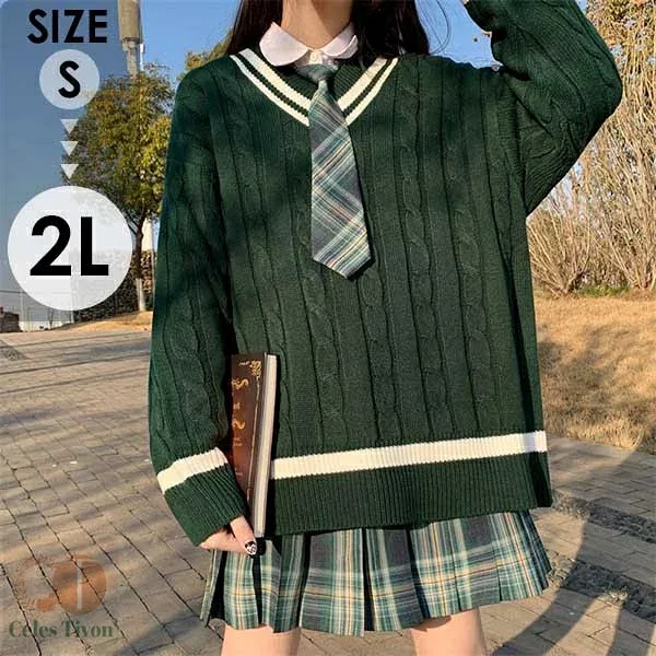入学式 卒業式 スーツ 女の子 セーター ネクタイ 子供服 jk 5点セット ゆったりサイズ フォーマル スーツ 女児 チェック 中学生 高校生 中高生 通学 制服 結婚式 お受験 発表会 演奏会 誕生日 可愛い プレゼント ギフト S M L XL 緑