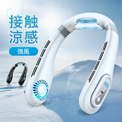 【COUPONで2,980円】 首掛け扇風機 ネッククーラー 接触涼感&LED表示 5連冠 羽なし 軽量 静音 携帯扇風機 ハンディファン 最強 扇風機 首かけ 16h連続送風 首掛け 扇風機 ネックファン 風量3段階 USB充電 4000mAh ハンディ 持ち運び 通勤 通学