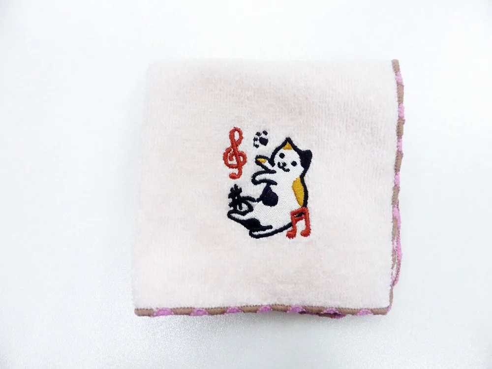 NF-885 音楽 風水にゃんこハンカチ ピンク(良縁・友情運) のあぷらす 音手箱 K20857-PT