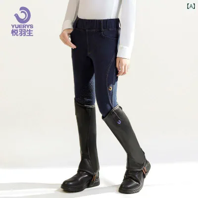 乗馬 ズボン キッズ 男の子 女の子 パンツ ファッション おしゃれ 子供 ジーンズ オールシーズン ストレッチ 春秋 ネイビー ブルー ブラック