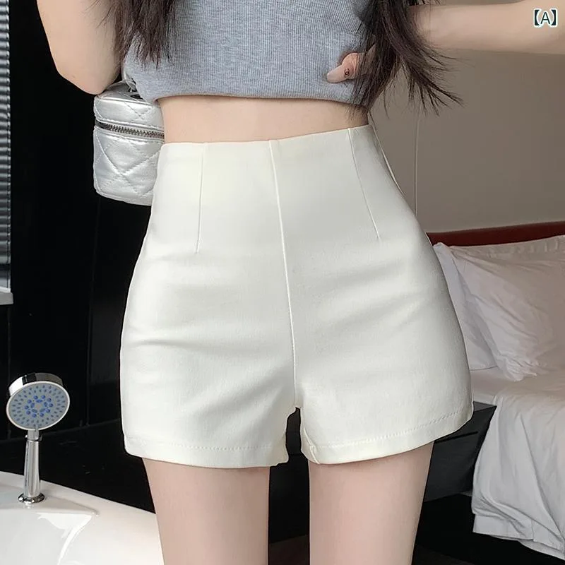 レディース ショートパンツ ファッション おしゃれ 春夏 ショーパン ハイウエスト タイト フィット ストレッチ性 ホワイト ブラック