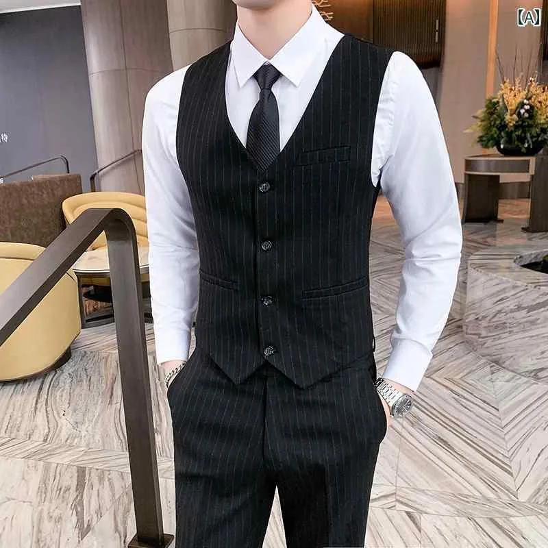 ベスト メンズ スーツ おしゃれ 紳士服 カジュアル 韓国 スリム フォーマル 結婚式 ブラック ブラウン グレー