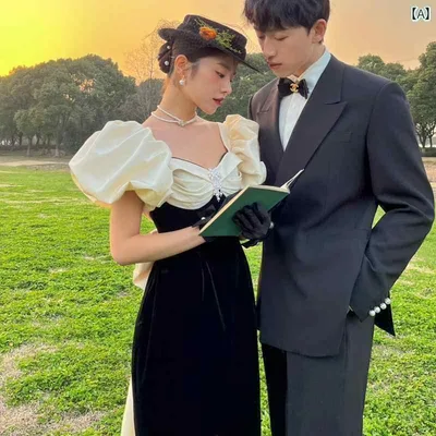 撮影 ドレス 写真 フォト 記念 コスプレ アート 思い出 服 ヘ ップバーン ウェデング 旅行 屋外 フレンチ レトロ 起毛