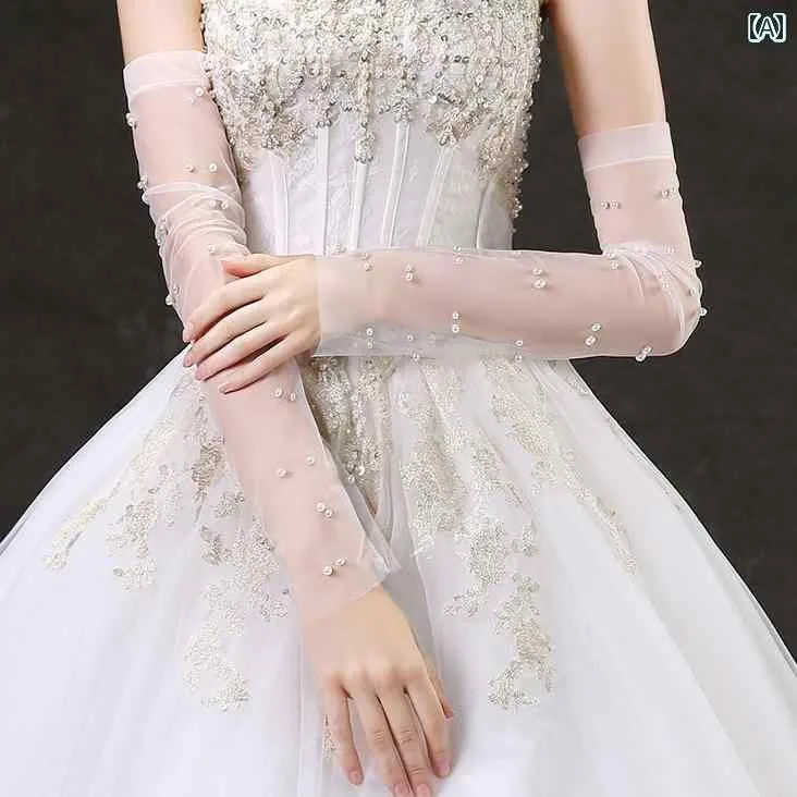 ブライダル アクセサリー ウェディング パーティー 結婚式 花嫁 婦 小物 グローブ レース ロング グローブ 旅行 写真 スリーブ 韓国 シンプル