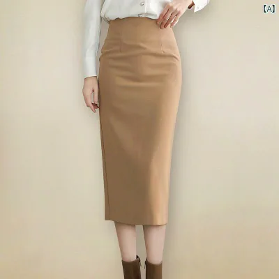スカート レディース きれいめ 上品 通勤 カーキ 秋 スリム ストレート ハイウエスト スリット ミモレ丈 通勤 オフィス