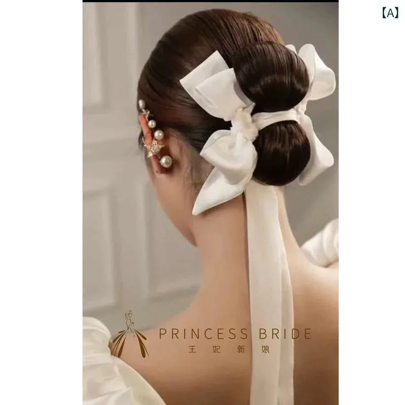 髪飾り レディース 韓国 ブライダル サテン リボン 蝶結び ヘアクリップ ワインレッド ホワイト ウェディング 結婚式 披露宴 前撮り パーティー フォーマル