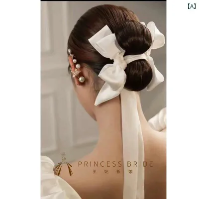 髪飾り レディース 韓国 ブライダル サテン リボン 蝶結び ヘアクリップ ワインレッド ホワイト ウェディング 結婚式 披露宴 前撮り パーティー フォーマル