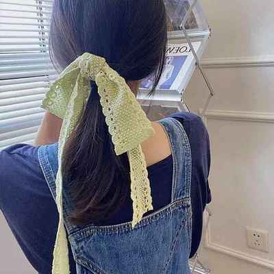 ヘアバンド 春夏 レース ロングリボン スカーフ ミニスカーフ おしゃれ ファッション バッグチャーム ヘアアレンジ 首元アクセサリー 普段使い お出かけ コーデ小物