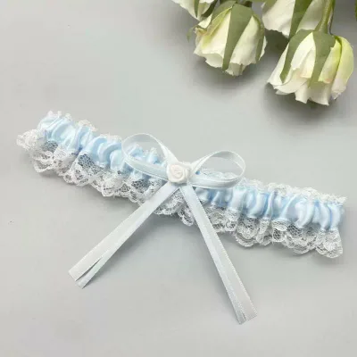 ガーター レディース ウェディング ブライド アクセサリー ガーターベルト 脚輪 伴娘 脚飾り 薄青 水色 結婚式 普段使い