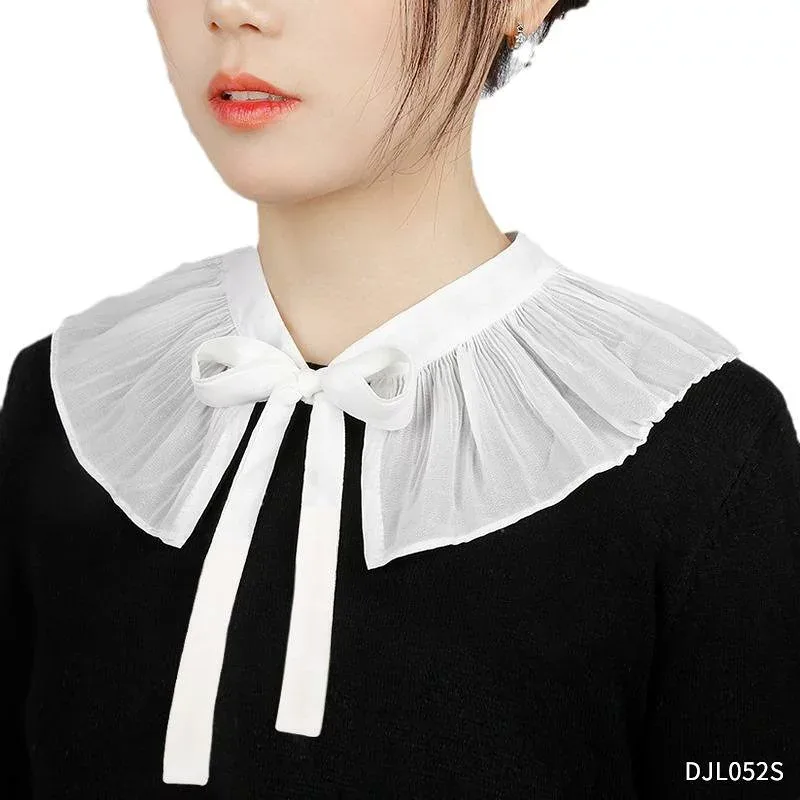 フェイクカラー レディース 蝶結 シフォン ショール風 プリーツ ドールカラー Tシャツ 外付け 装飾 通気性 白 春夏秋 かわいい 韓国 おしゃれ 若々しい ロング 軽やか 甘い トップス