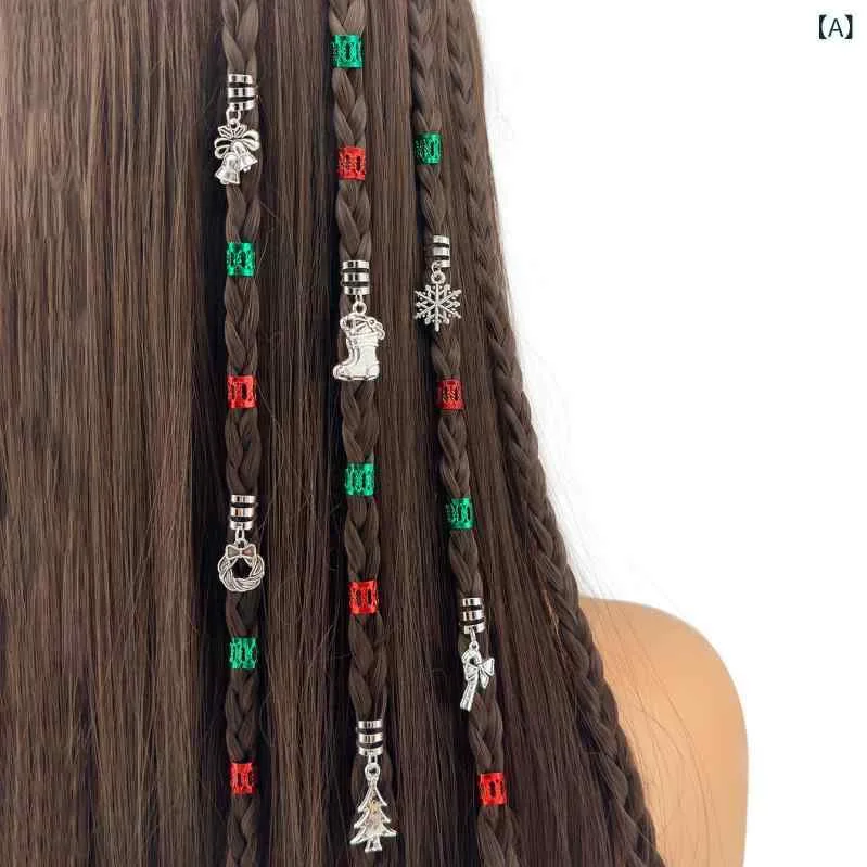ヘアアクセサリー レディース クリスマス 編み込み ヘアクリップ 金属 ファッション ベル ペンダント ヘアリング ミックスカラー セット