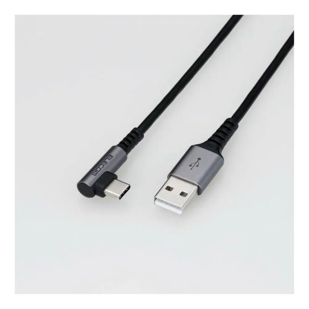 【新品/取寄品/代引不可】Type-C/USB-Cケーブル/スマホ用/USB(A-C)/認証品/L字コネクタ/抗菌・抗ウイルス/2.0m/ブラック MPA-ACL20NBK2