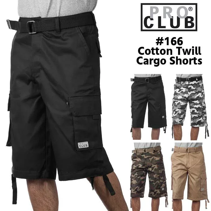\売り尽くし/ カーゴショーツ ベルト付き PROCLUB プロクラブ メンズ レディース ズボン ボトムス 無地 ショートパンツ 半ズボン 166