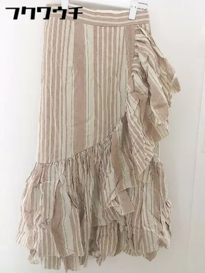 ◇ ◎ MOUSSY マウジー タグ付 リネン混 ロング フレア スカート サイズ2 ベージュ系 レディース 【中古】