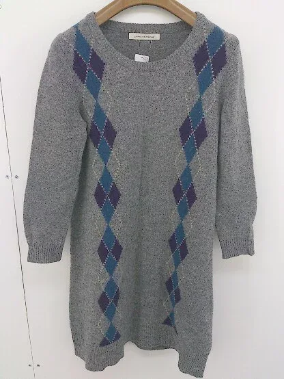 ◇ green label relaxing UNITED ARROWS ウール チュニック 長袖 ミニ ニット ワンピース グレー系 レディース 【中古】