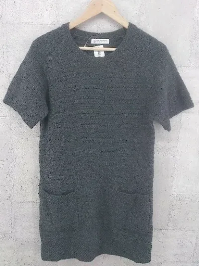 ◇ BEAUTY&YOUTH UNITED ARROWS アンゴラ混 ラメ ウール ニット 半袖 膝丈 チュニック ワンピース グレー レディース 【中古】