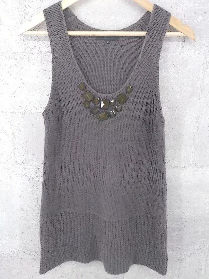 ◇ UNTITLED アンタイトル ノースリーブ ミニ チュニック ワンピース ニット 2 ブラウン * 1002799893275 【中古】