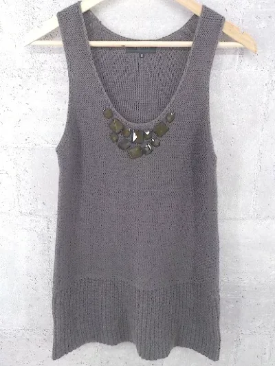 ◇ UNTITLED アンタイトル ノースリーブ ミニ チュニック ワンピース ニット 2 ブラウン * 1002799893275 【中古】