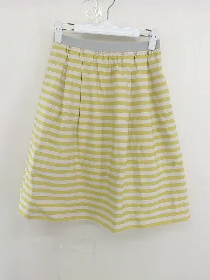 ◇ BEAUTY & YOUTH UNITED ARROWS ボーダー 膝丈 フレア スカート マスタード ベージュ レディース 【中古】