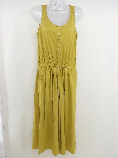 ◇ ◎ ironari イロナリ ウエストゴム ワイド ノースリーブ サロペット サイズ1 イエロー レディース 【中古】