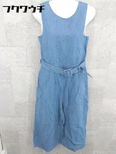 ◇ ◎ CHILD WOMAN チャイルドウーマン ベルト付 リネン混 ノースリーブ オールインワン サイズF ブルー レディース 【中古】