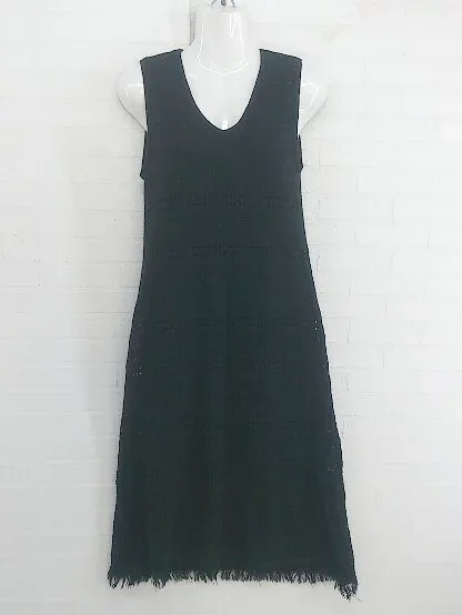 ◇ MURUA ムルーア 透かし編み ノースリーブ 膝下丈 ニット ワンピース サイズF ブラック レディース P 【中古】