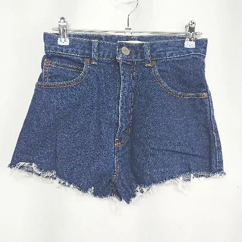 ◇ ⊂ MOUSSY 裾ダメージ加工 デニムショートパンツ サイズ1 インディゴブルー レディース E 【中古】