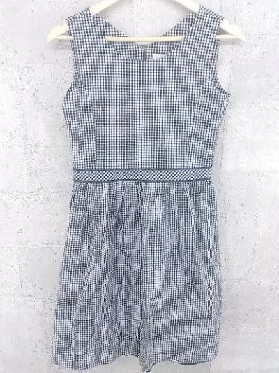 ◇ BEAMS LIGHTS ビームス ライツ ギンガムチェック ノースリーブ 膝丈 ワンピース 38 ブラック ホワイト * 【中古】