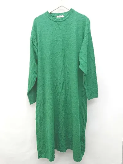 ◇ FREAK'S STORE フリークスストア 無地 シンプル カジュアル 長袖 膝下 ワンピース サイズF グリーン レディース P 【中古】