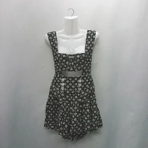 ◇ ⊂ House of Wilde HOW12W004 花柄 ショートパンツ オーバーオール サロペット サイズS ブラック系 レディース E 【中古】