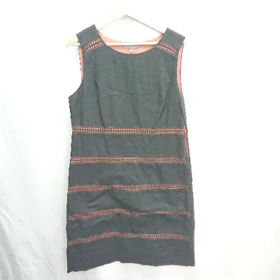 ◇ ⊂ Laura Ashley ローラ アシュレイ リネン系 レース装飾 ミモレ ワンピース サイズ40 ブラック レディース E 【中古】