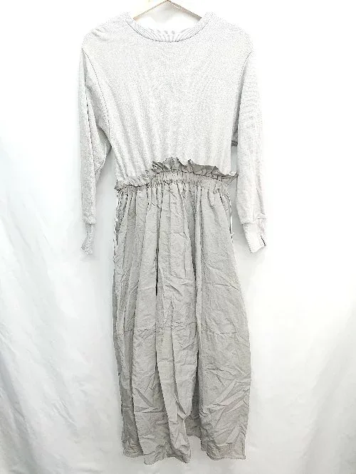 ◇ ⊇ firsthand ドッキング 長袖 ロング ワンピース サイズF グレー レディース E 【中古】