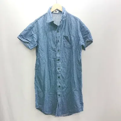 ◇ ⊂ ABITOKYO デニム生地 半袖 ロング丈 ワンピース サイズL インディゴブルー レディース E 【中古】