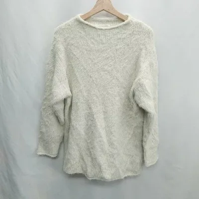 ◇ ⊇ AMERICAN HOLIC アメリカン ホリック 長袖 シャギー片畦BIGニットチュニック サイズF ホワイト レディース E 【中古】