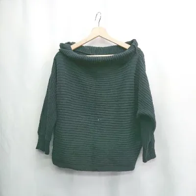 ◇ ⊂ antiqua アンティカ 七分袖 ニット サイズF ブラック系 レディース E 【中古】