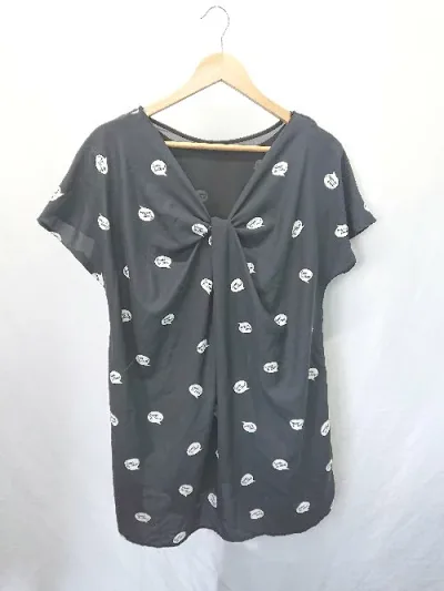 ◇ Θ JEANASIS ジーナシス 総柄 半袖 チュニック サイズF ブラック レディース E 【中古】