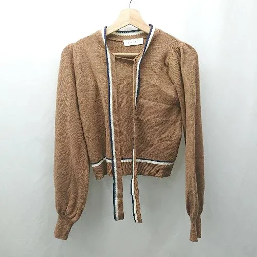 ◇ ⊇ BONLECIL ルシール ハイゲージ パフスリーブ 長袖 ニット サイズF ブラウン レディース E 【中古】