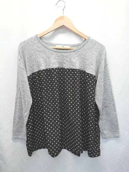 ◇ ⊆ AFTERNOONTEA WARDROBE ドット 水玉柄 長袖 カットソー サイズM グレー ブラック レディース E 【中古】